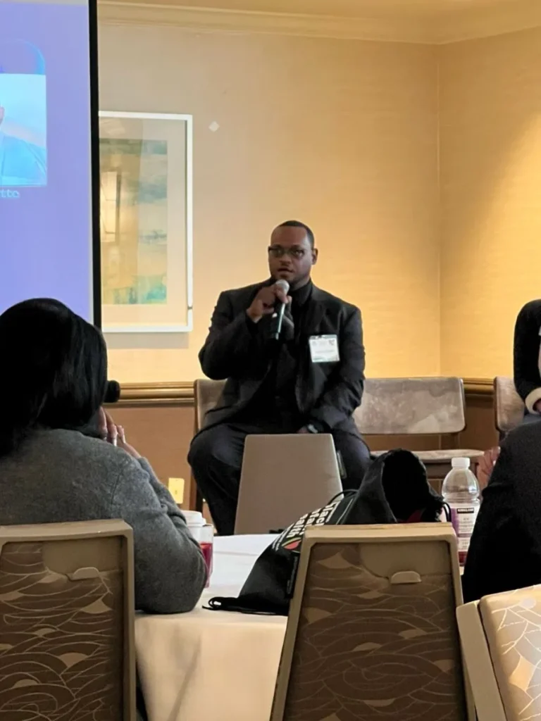 LaSaaun Lives Foundation representative speaking at a maternal and family health convening