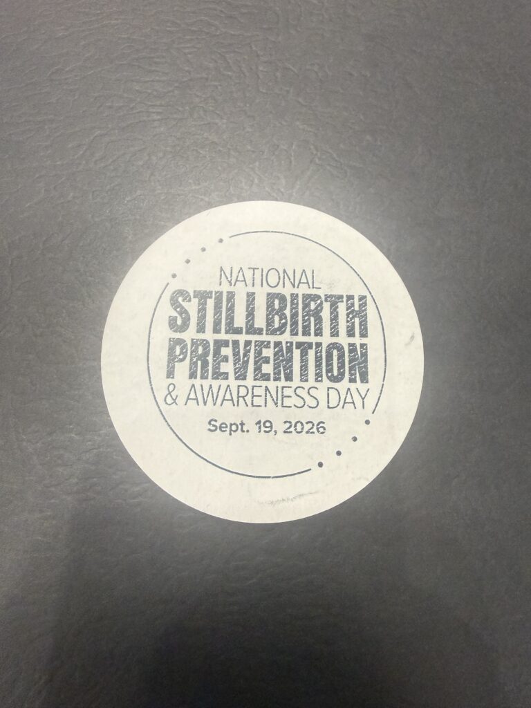 National Stillbirth Prevention and Awareness Day sticker dated September 19, 2026